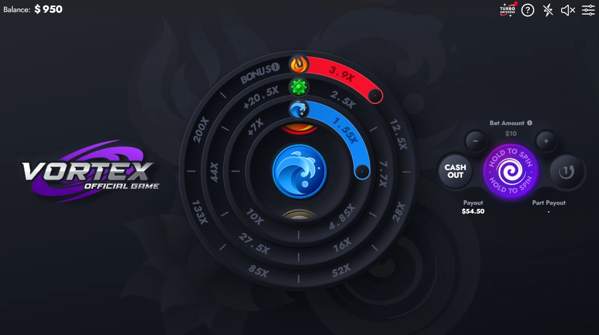 Vortex game play.